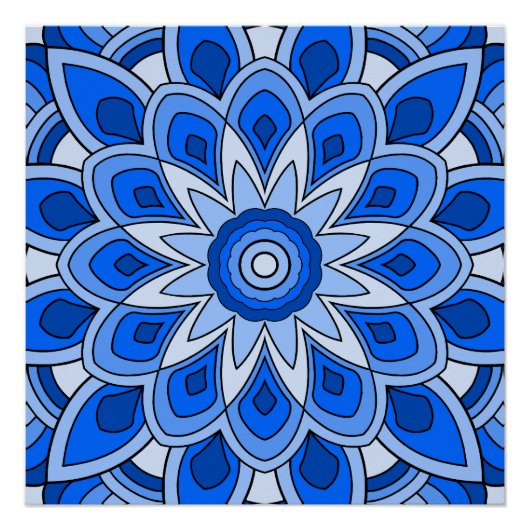 Mandala in blau poster (Vorderseite)