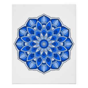 Mandala in blau poster