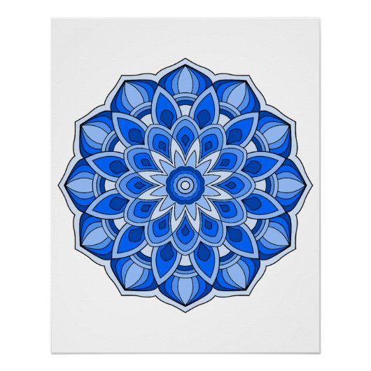 Mandala in blau poster (Vorderseite)