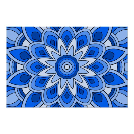 Mandala in blau poster (Vorderseite)