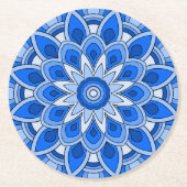 Mandala in blau runder pappuntersetzer (Vorderseite)