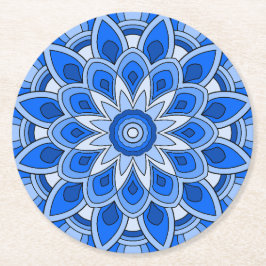 Mandala in blau runder pappuntersetzer
