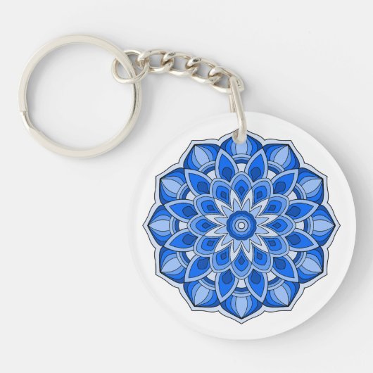 Mandala in blau schlüsselanhänger (Vorderseite)
