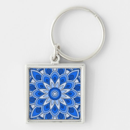 Mandala in blau schlüsselanhänger (Vorne)