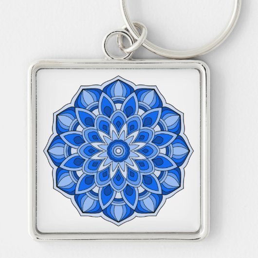 Mandala in blau schlüsselanhänger (Vorne)