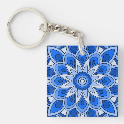 Mandala in blau schlüsselanhänger (Vorderseite)