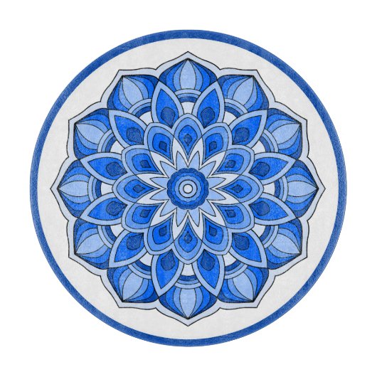 Mandala in blau schneidebrett (Vorderseite)