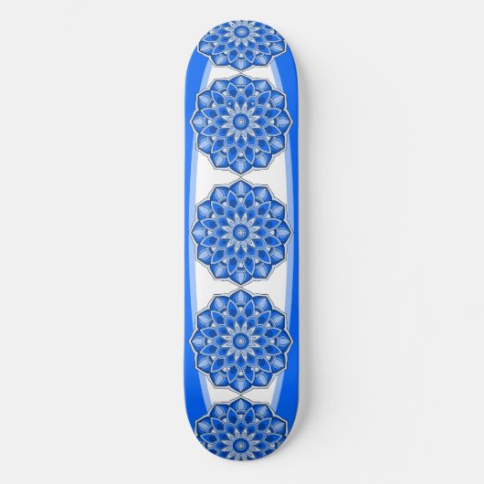 Mandala in blau skateboard (Vorderseite)