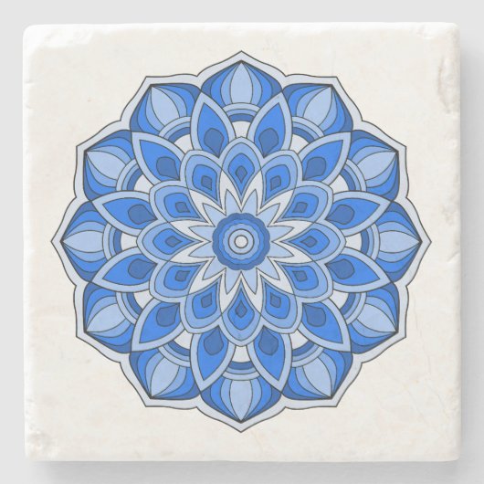 Mandala in blau steinuntersetzer (Vorderseite)