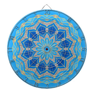Mandala in blau und türkis dartscheibe