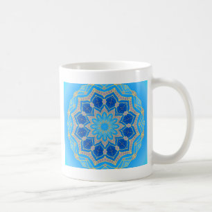 Mandala in blau und türkis kaffeetasse