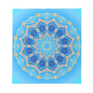 Mandala in blau und türkis notizblock