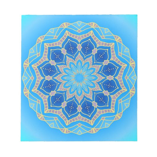 Mandala in blau und türkis notizblock (Vorderseite)