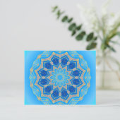 Mandala in blau und türkis postkarte (Stehend Vorderseite)