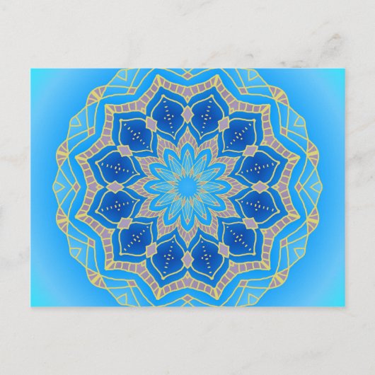 Mandala in blau und türkis postkarte (Vorderseite)