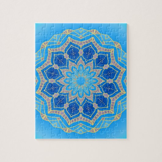 Mandala in blau und türkis puzzle (Vertikal)