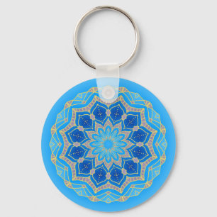 Mandala in blau und türkis schlüsselanhänger