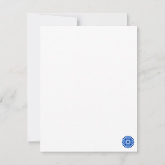 Mandala in blauer Flachkarte (Rückseite)