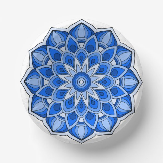 Mandala in blauer Papierplatte Pappteller (Vorderseite)