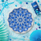 Mandala in blauer Papierplatte Pappteller (Party)