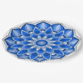 Mandala in blauer Papierplatte Pappteller (Schrägansicht)