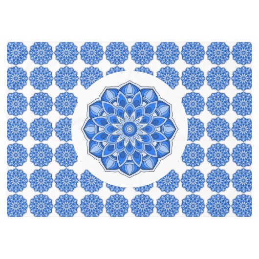 Mandala in blauer Tablecloth Tischdecke (Vorderseite (Horizontal))