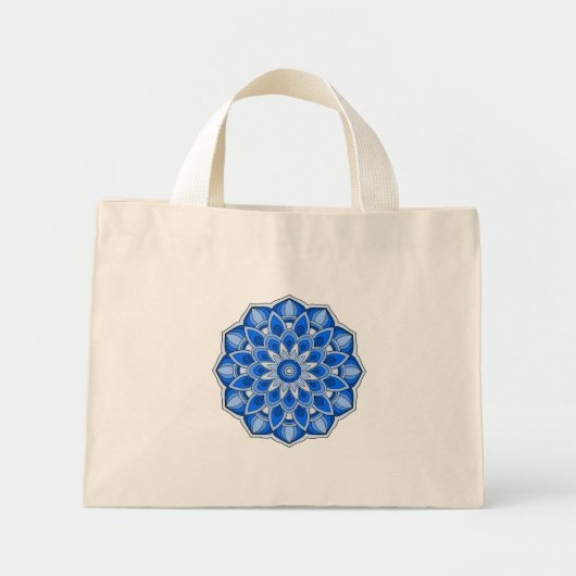 Mandala in blauer Tote-Tasche Mini Stoffbeutel (Vorne)