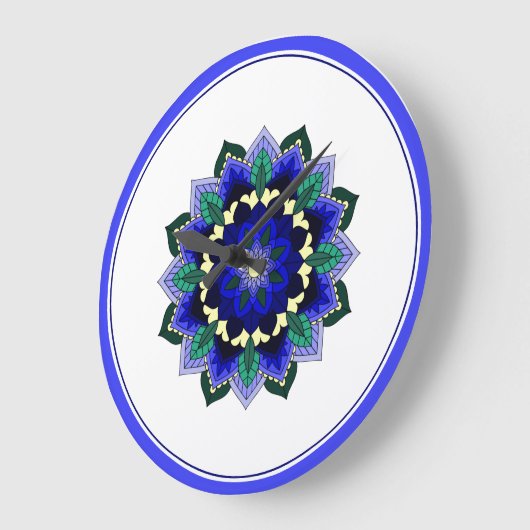 Mandala in blue große wanduhr (Winkel)