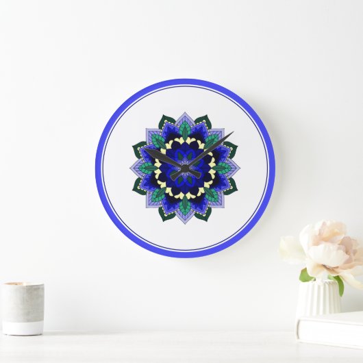 Mandala in blue große wanduhr (Zuhause)