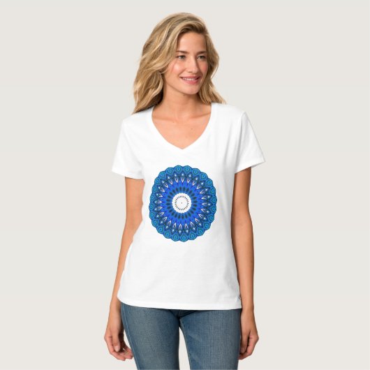 Mandala in Blue T - Shirt oder Sweatshirt (Vorderseite Vollansicht)
