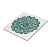 Mandala in Blues, Grüntöne und Gold Fliese (Seite)