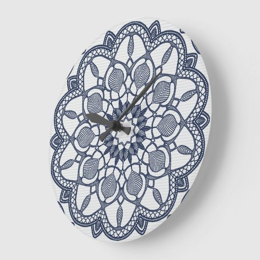 Mandala in Delft Blue Große Wanduhr (Winkel)
