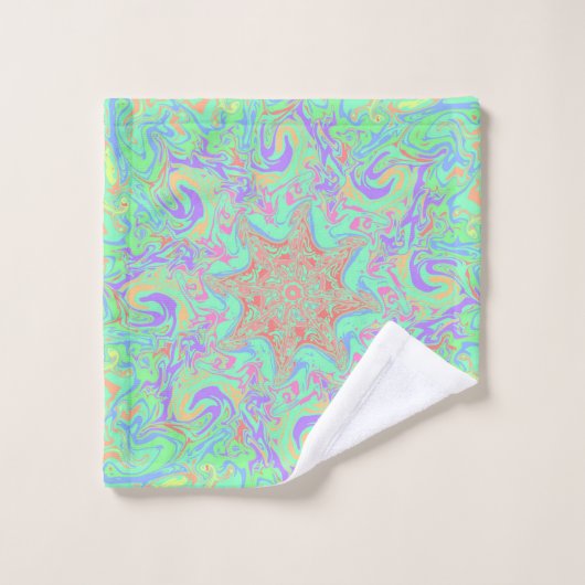 Mandala in den vibrierenden Pastellfarben Badhandtuch Set (Waschlappen)
