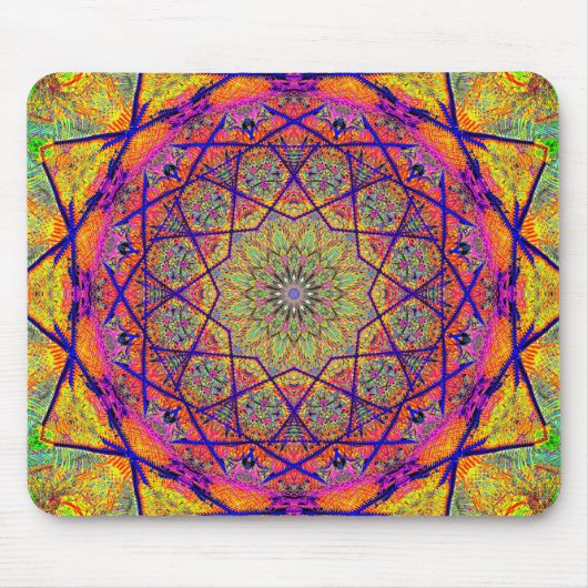 Mandala in der Form eines Fraktals | Farbenfrohe P Mousepad (Vorne)