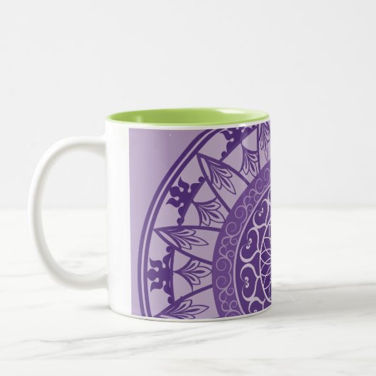 Mandala in Lila Zweifarbige Tasse (Links)