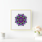 Mandala in purple quadratische wanduhr (Zuhause)