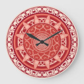 Mandala in Red Große Wanduhr (Vorderseite)