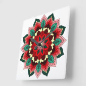 Mandala in red quadratische wanduhr (Winkel)