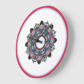 Mandala in Rosa & Blau Große Wanduhr (Winkel)