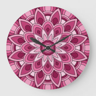 Mandala in rosa große wanduhr