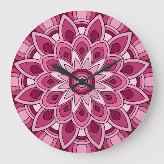 Mandala in rosa große wanduhr (Vorderseite)