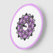 Mandala in Rosa und Lila Große Wanduhr (Winkel)