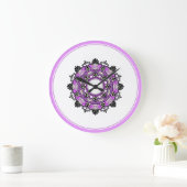 Mandala in Rosa und Lila Große Wanduhr (Zuhause)