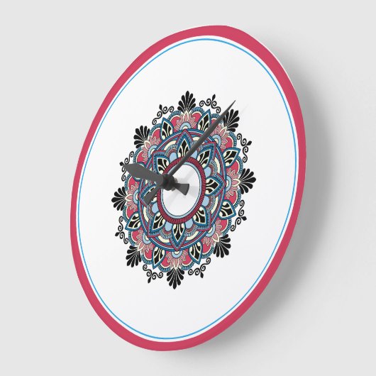 Mandala in rose & blue große wanduhr (Winkel)