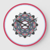 Mandala in rose & blue große wanduhr (Vorderseite)
