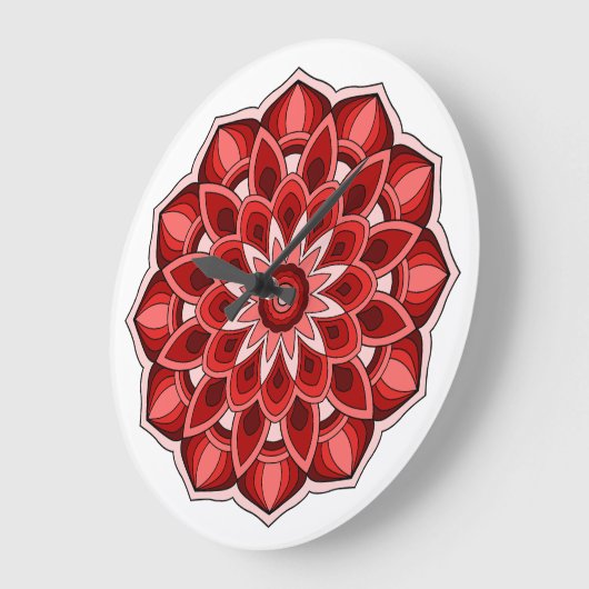 Mandala in rot große wanduhr (Winkel)