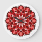 Mandala in rot große wanduhr (Vorderseite)