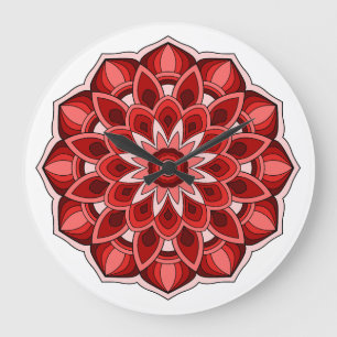 Mandala in rot große wanduhr