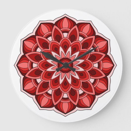 Mandala in rot große wanduhr (Vorderseite)