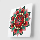 Mandala in rot quadratische wanduhr (Winkel)